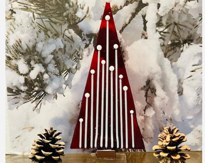 HOLIDAZZLE TREE Fused Glass Christmas  Colorful Glass Tree, Windowsill Art, Holiday Tree, Red Glass Tree, Holiday Decoration, Christmas