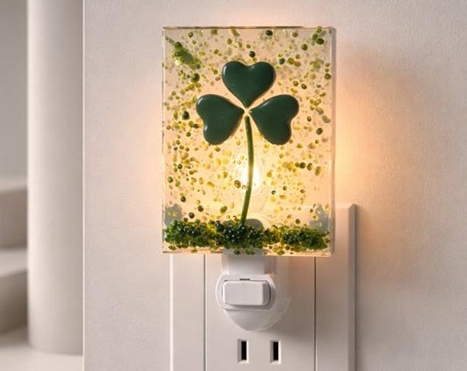 Shamrock Fused Glass Night Light: Nature Inspired Accent Light