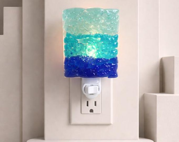 Fused Glass Ocean Wave Night Light: Sea Decor