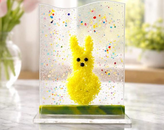 Fused Glass Peeps Art, Easter Decor, Window Light Catcher