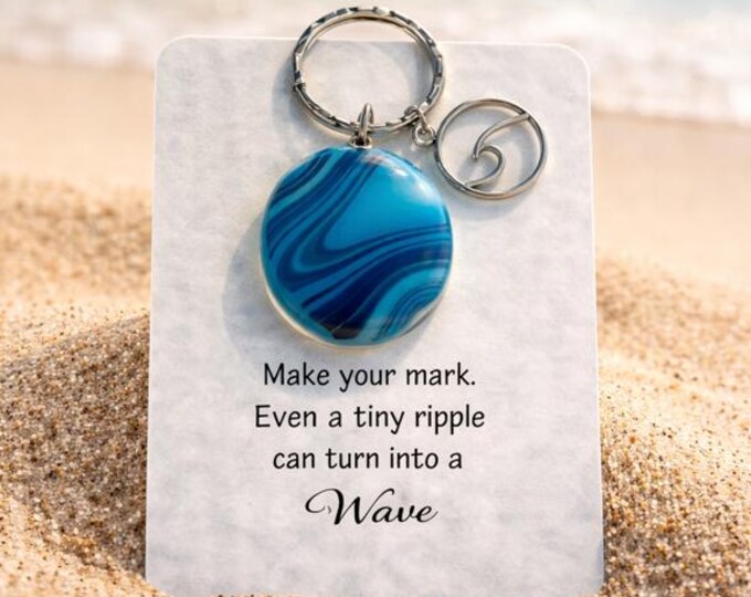 Fused Glass Wave Key Ring: Gift of Inspiration