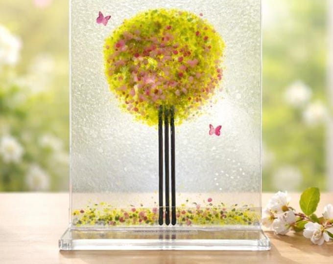 Fused Glass Spring Tree Art: Forever Tree Sculpture