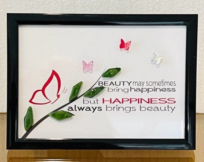 Framed fused glass Butterfly Happiness Art, Gift of Love, Gift for Someone Special, Joyful Inspirations