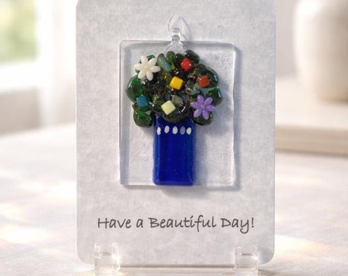 Floral Bouquet Suncatcher: Fused Glass Flower, Gift of Kindness