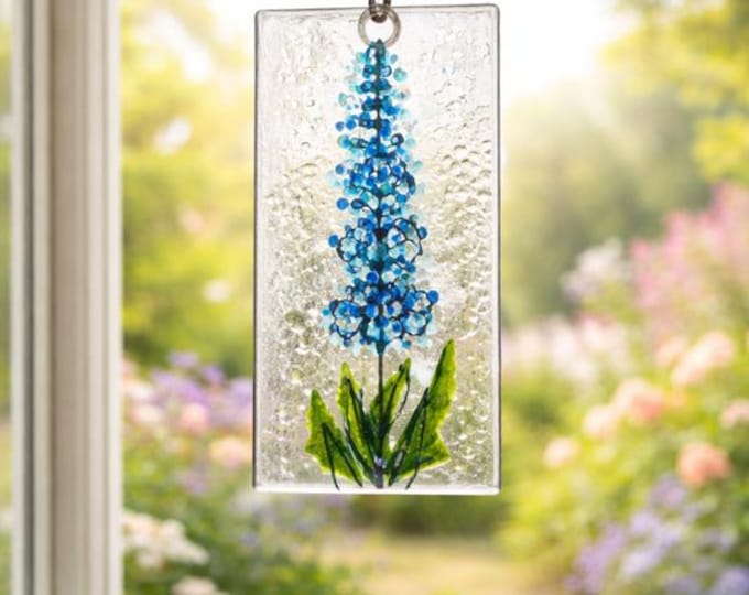 Fused Glass Botanical Sun Catcher: Gift Boxed, Ready to Hang
