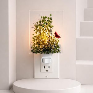 Fused Glass Cardinal Night Light: Unique Bird Decor