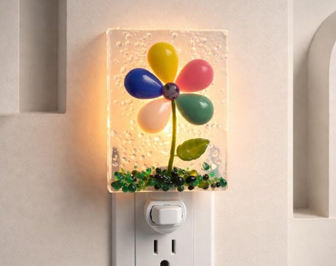 Colorful Fused Glass Flower Night Light