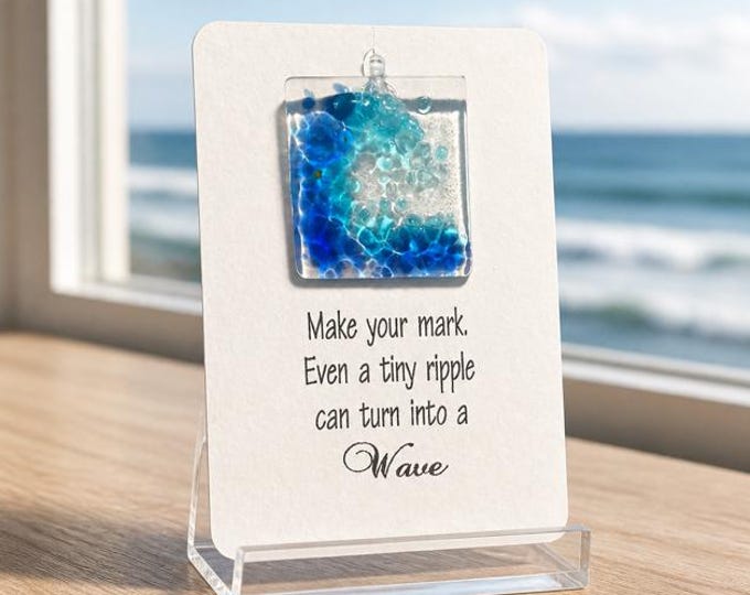 Blue Fused Glass Wave Suncatcher: Little Gift of Kindness