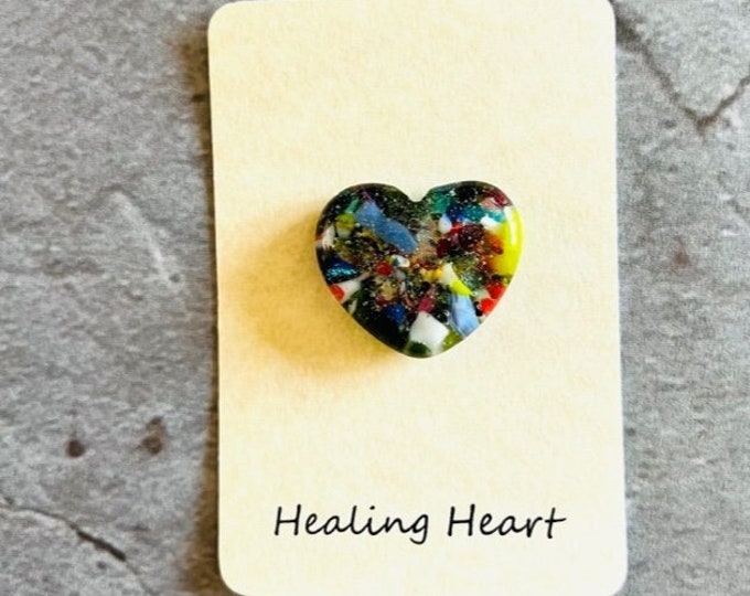 Healing Heart Magnet, Little Gift of Kindness, Fused Glass Heart, Get Well Gift, Encouragement Heart, Thinking of You