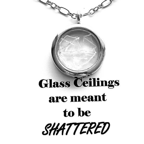 Glass Ceilings are Meant to be Shattered Locket with broken glass shards, Empowerment necklace, Broken Glass Pendant