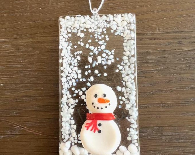 Fused Glass Snowman Suncatcher, Winter Window Decoration, Jolly Snowman Suncatcher