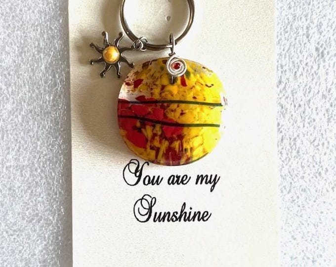 Fused Glass Sunshine Key Ring: Gift for Loved One
