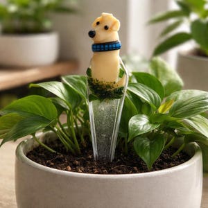 Fused Glass CLEO, the planter pooch, Whimsical Dog Plant Stake, Plant Adornment, Pot Decoration