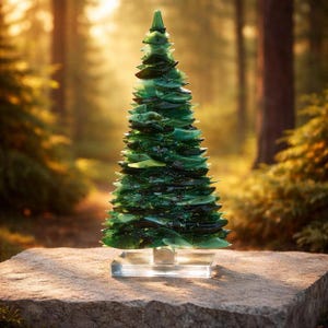 Fused Glass Evergreen Tree: Freestanding Home Decor