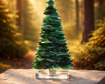 Fused Glass Evergreen Tree: Freestanding Home Decor