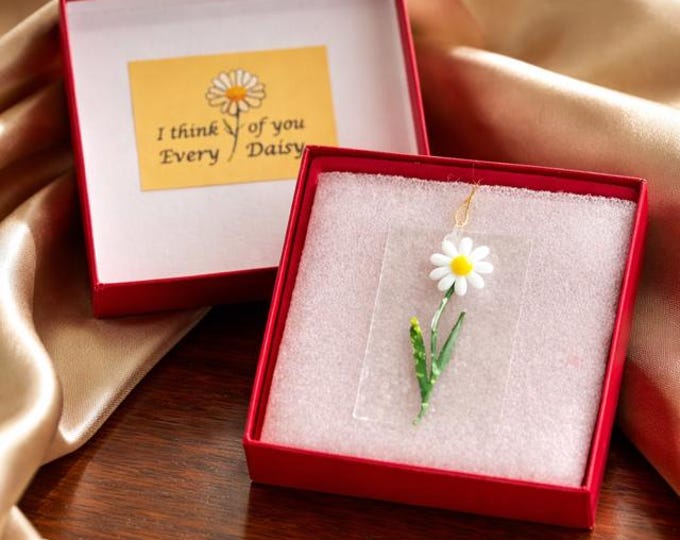 Fused Glass Daisy Suncatcher: Thinking of you, Gift Boxed