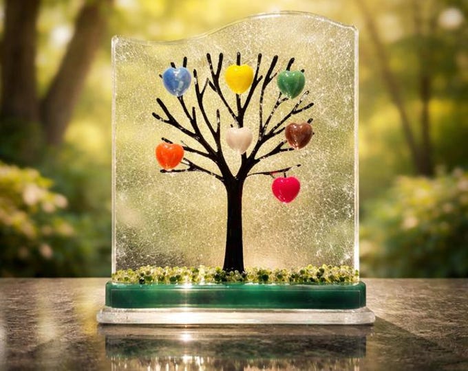 Fused Glass Heart Tree Art: Valentine's Day Sun Catcher