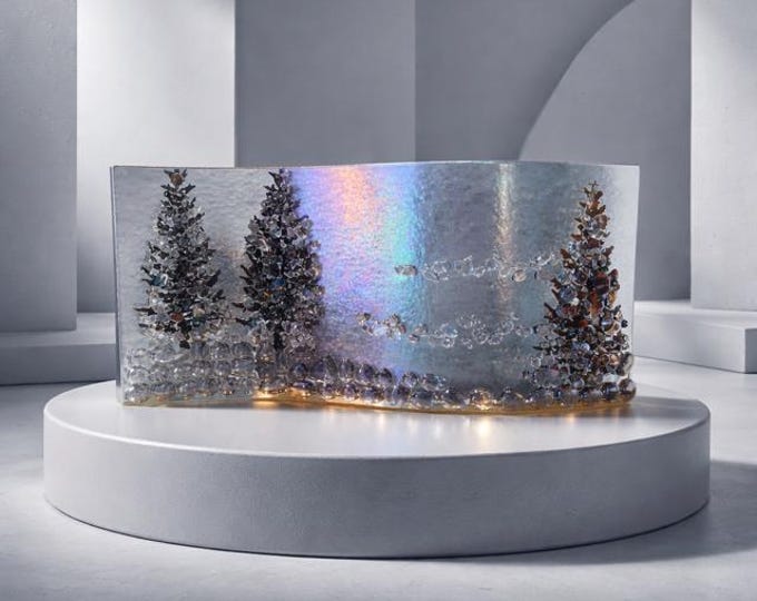Fused Glass Iridescent Mirage: Curved Shelf Decor