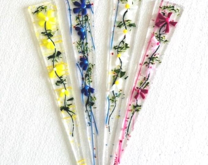 Fused Glass Plant Stake, Indoor or Outdoor Plant Stake, Colorful Glass Plant Stake, Choice of Colors