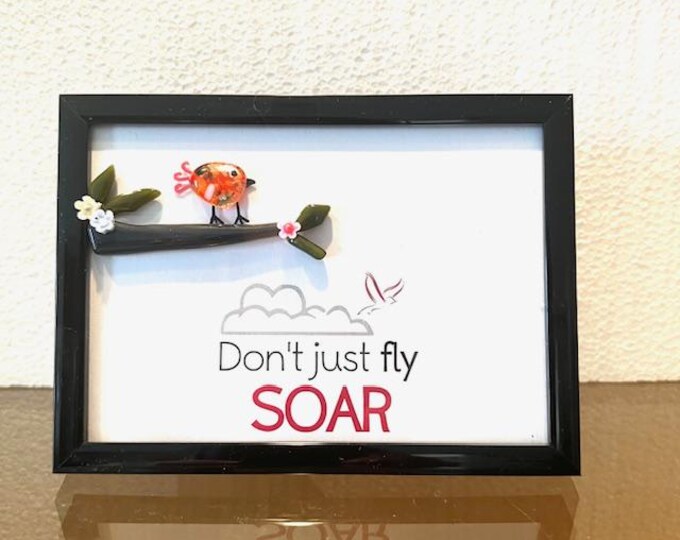 Fused Glass Bird Art, Framed Tree Branch, Inspirational Gift