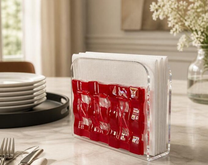 Fused Glass and Acrylic Napkin Holder
