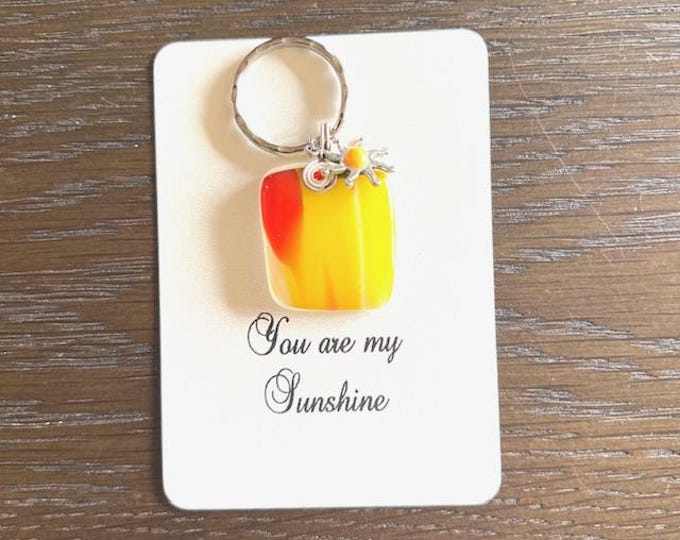 Fused Glass Sunshine Key Ring: Gift for Loved One