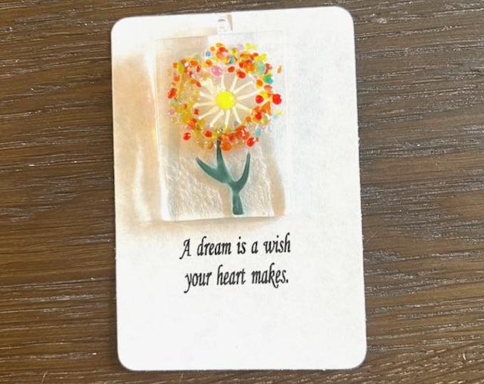 Dandelion fused glass sun catcher, Little Gift of Kindness, Fused Glass Sun Catcher. Thinking of you Gift