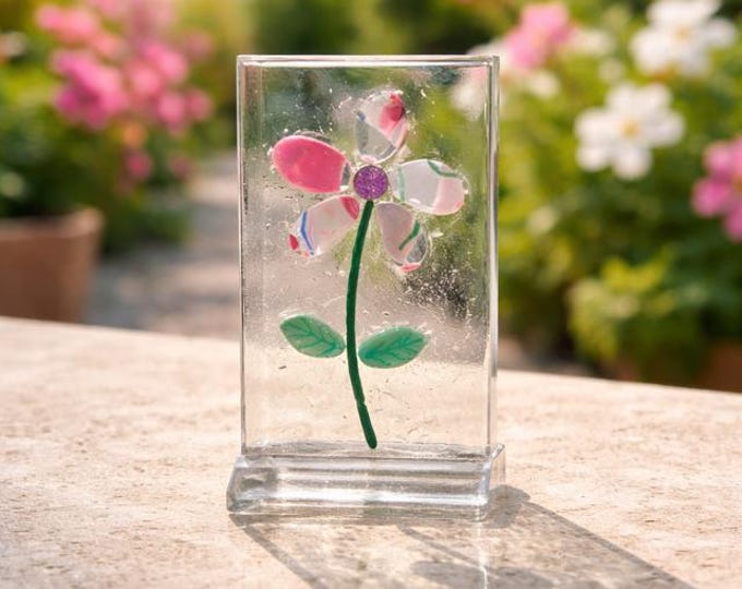 Fused Glass Flower Desk Decoration, Gift Boxed