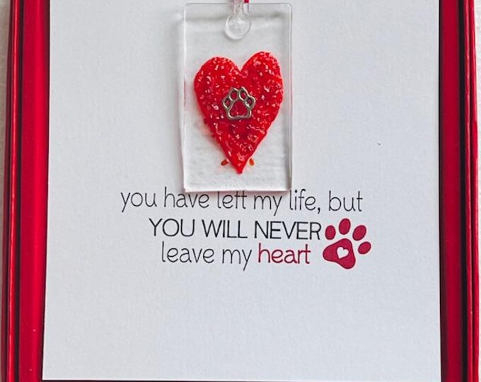 Fused Glass Dainty Sun Catcher, All-in-one gift, Pet Love, Pet Memorial, Red Box Gift