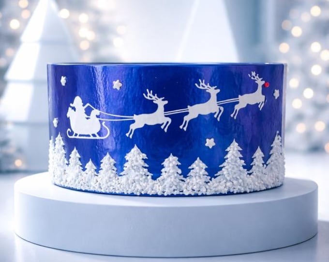 Fused Glass Santa Sleigh, Winter Scene Window Art, Christmas Decor