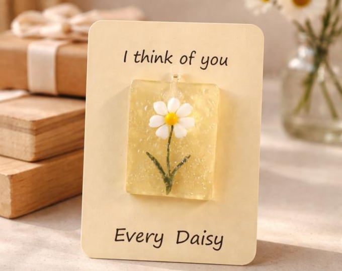 Daisy Suncatcher, Fused Glass Flower, Thinking of you Gift