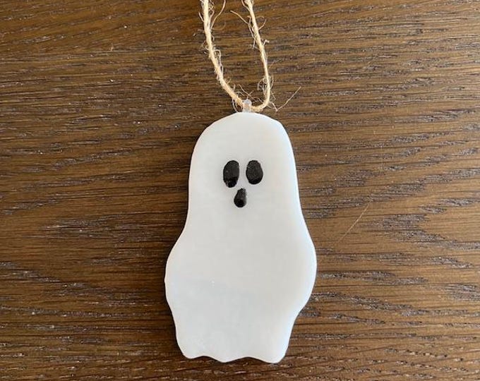 Fused Glass Friendly Ghost Sun Catcher, Glass Ghost, Whimsical Art