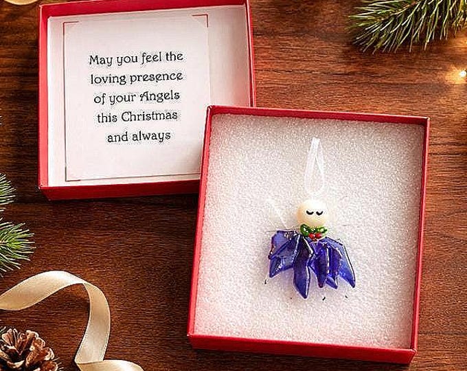 Fused Glass Angel Ornament, Holiday Sun Catcher