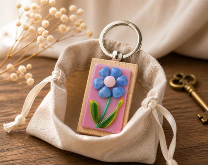 Fused Glass Flower Key Ring or backpack pull