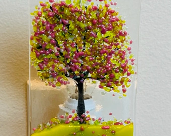Spring Tree Fused Glass Night Light, Bringing the Outdoors In, Bedroom, Bathroom, Hallway Light, Nature Inspired, Plug In Accent Light