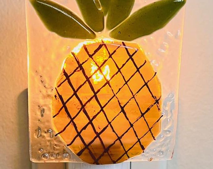 Pineapple Fused Glass Night Light, Bringing the Outdoors In, Bedroom, Bathroom, Hallway Light, Nature Inspired, Plug In