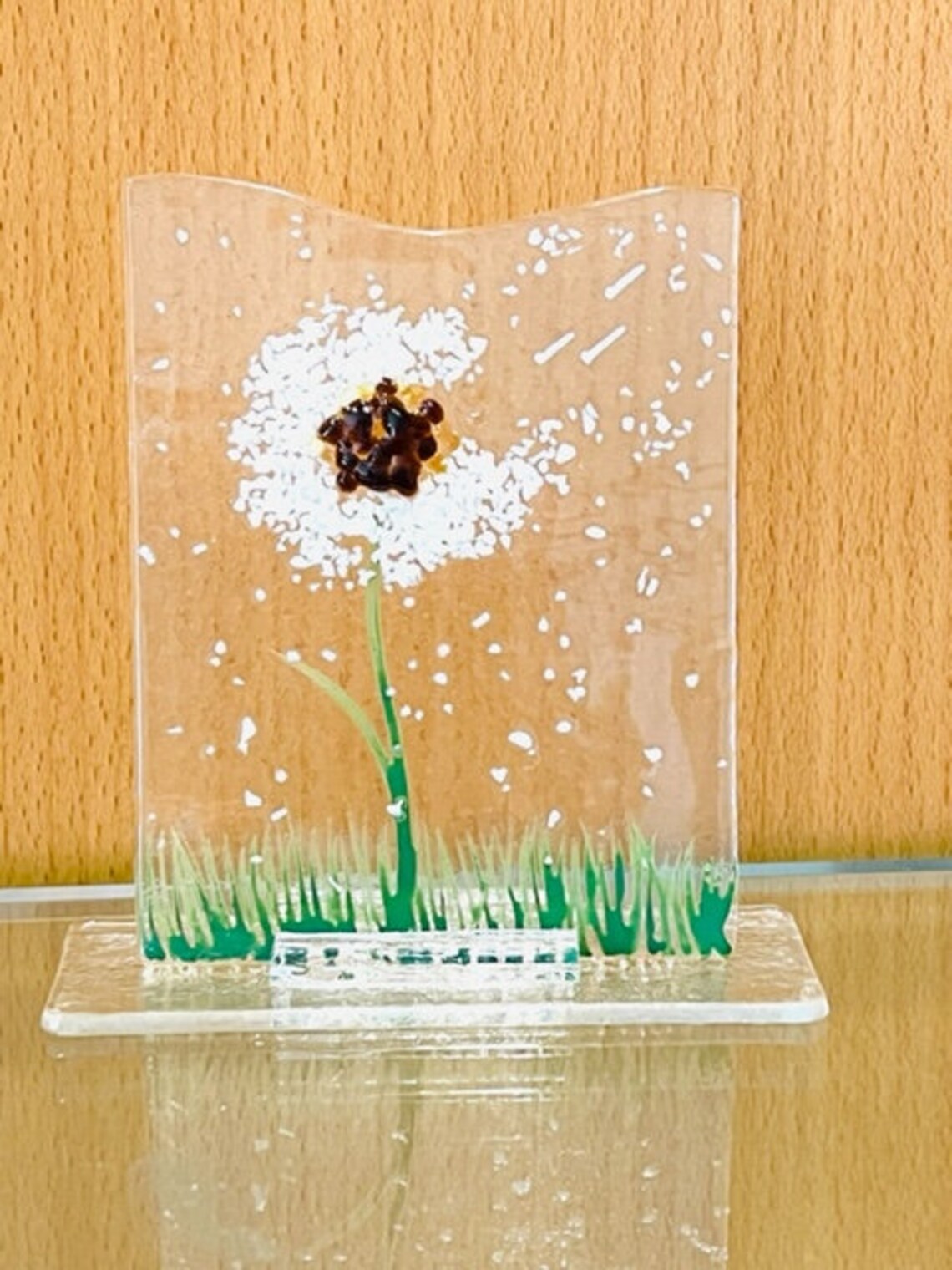 Fused Glass Dandelion Flower Forever Flower in Fused Glass Etsy