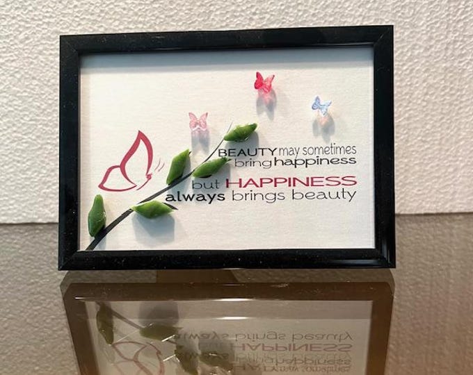 Framed fused glass Butterfly Happiness Art, Gift of Love, Gift for Someone Special, Joyful Inspirations