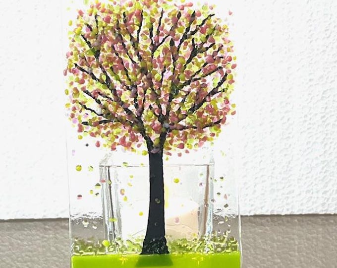 Fused Glass Spring Tree Candle Holder, Tree Votive Holder,  Spring Tree Tealight Holder, Bringing the Outside In