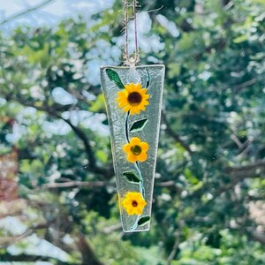 Fused Glass Sun Catcher, Yellow Flower Sun Catcher. Bring the Outside In, Hanger Included