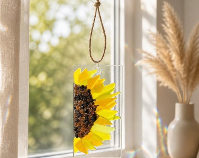 Fused Glass Flower Sun Catcher: Gift Boxed, Ready to Hang