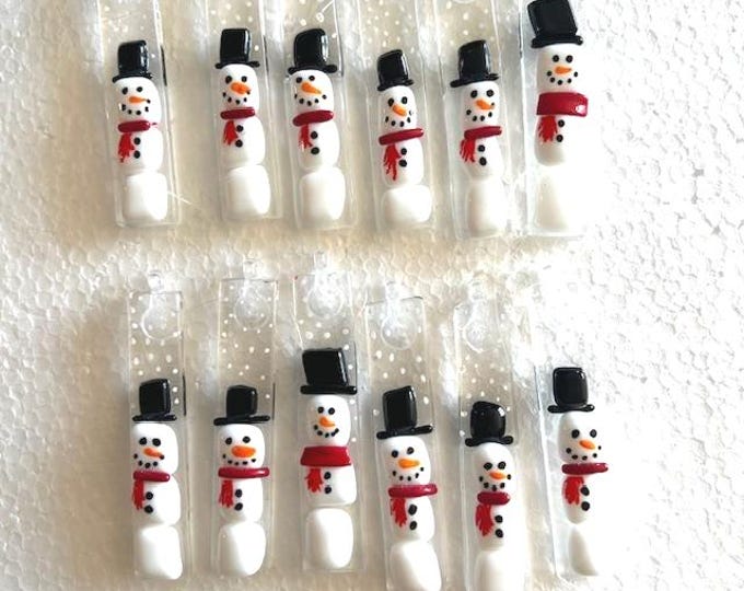 Fused Glass Snowman Christmas Ornament: Dainty Holiday Decor