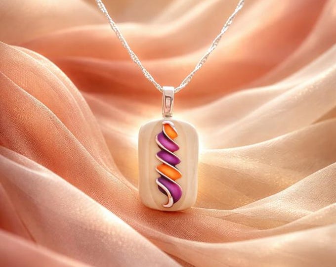 Fused Glass Jewel Pendant Necklace