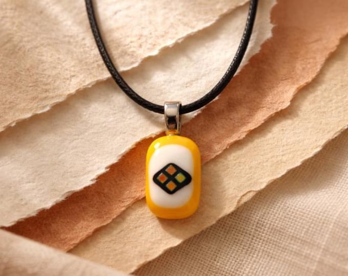Fused Glass Jewel Pendant Necklace