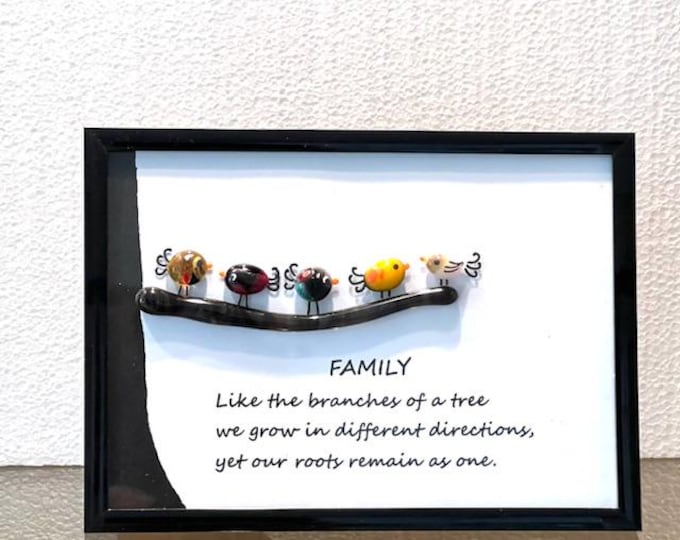 Fused Glass Family Art: Whimsical Colorful Birds on Branch