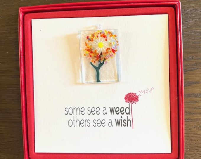 Fused Glass Dainty Sun Catcher, All-in-one gift, Flower Lovers, Wish, Red Box Gift