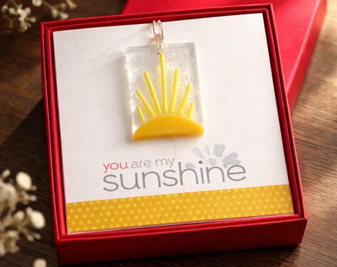 Fused Glass Dainty Sun Catcher, All-in-one gift, You are my Sunshine, Red Box Gift