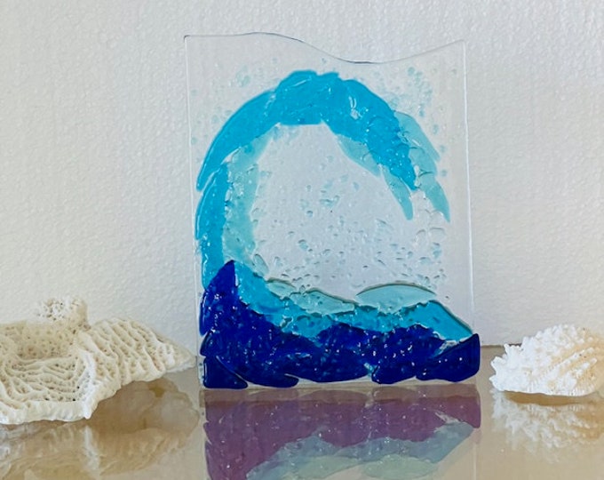 Fused Glass Ocean Spray, Glass Wave Art, Sea Sculpture, Freestanding Ocean Wave