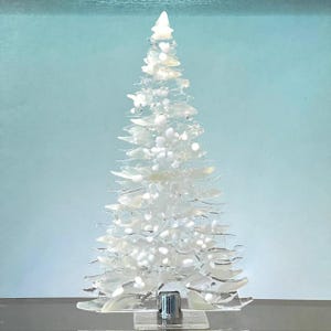 Fused Glass Frosted White Christmas Tree: Holiday Decor