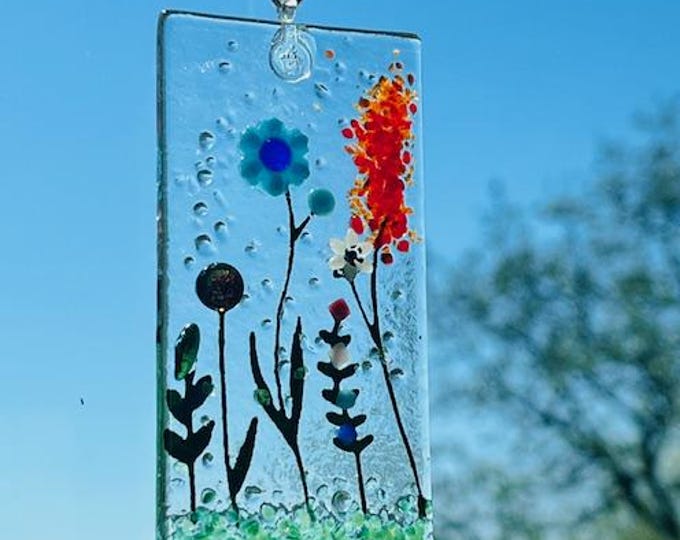Fused Glass Sun Catcher, Botanicals Sun Catcher, Bringing the Outside In, Hanger Included, Gift boxed